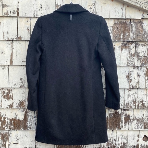 DKNY Petite Wool Blend Black Pea Coat - Picture 2 of 7